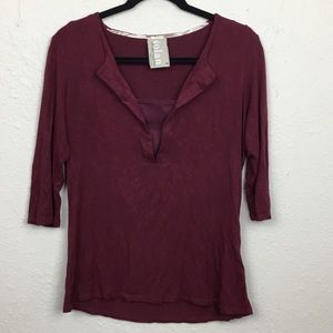 ❤ Dolan Left Coast Split Front Tee Medium Maroon